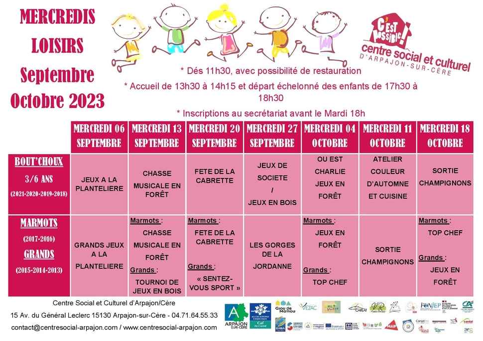 23.09 10 MERCREDIS SEPTEMBRE - OCTOBRE