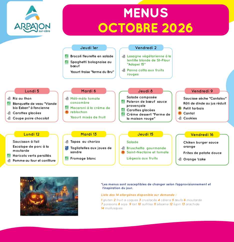 2026-09-29 - Menus scolaires
