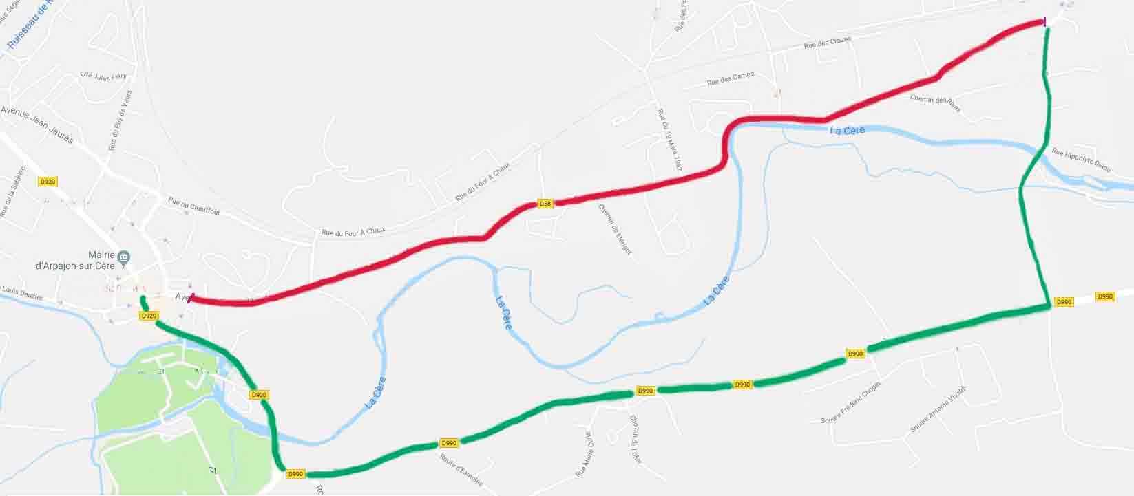 RD58 déviation