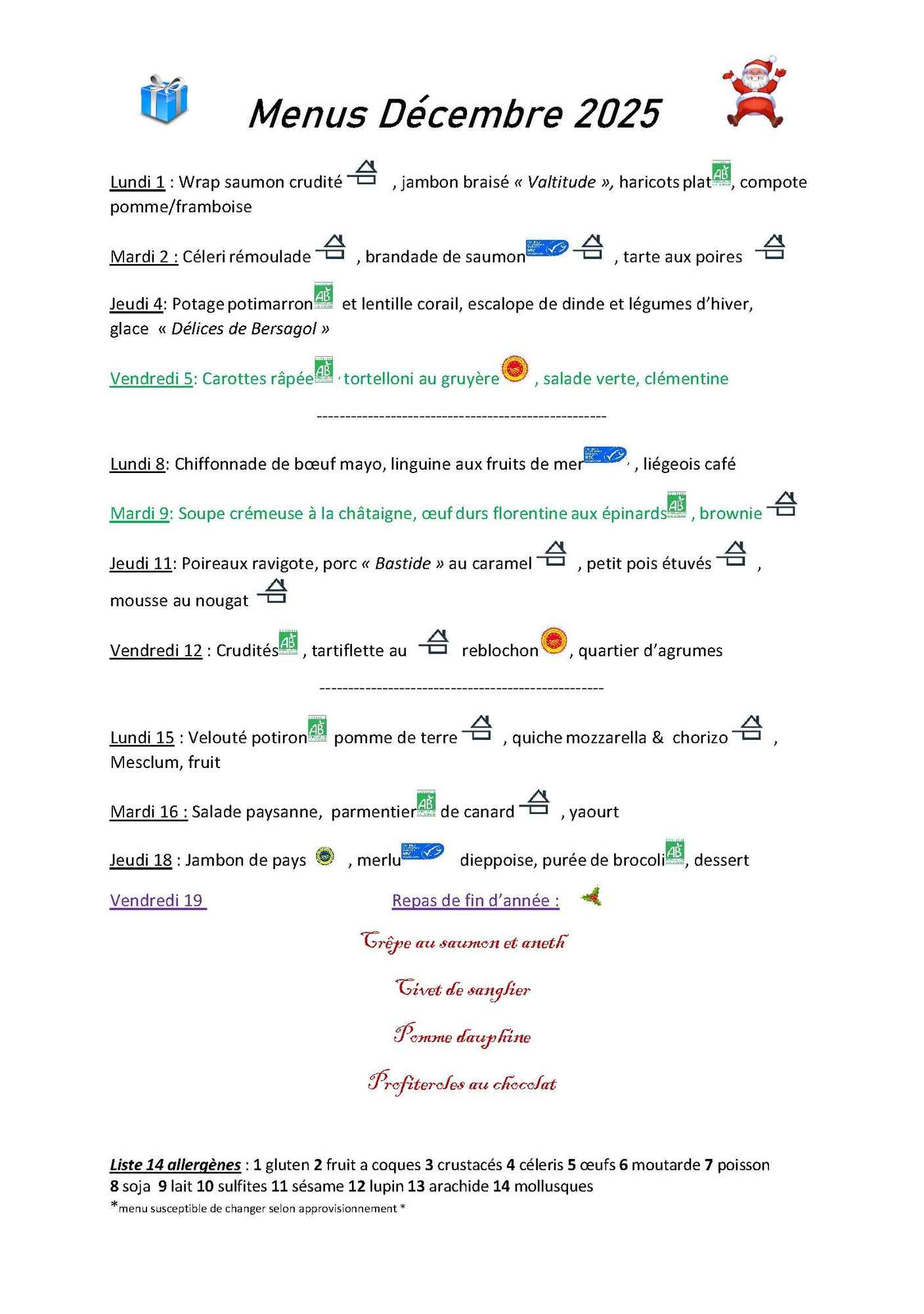 Menus decembre 2025 (Récupération automatique)